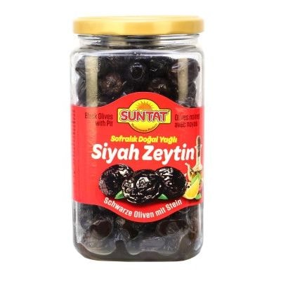 SUNTAT Yagli Sele Schwarze Oliven 12x850ml/500g Dose.